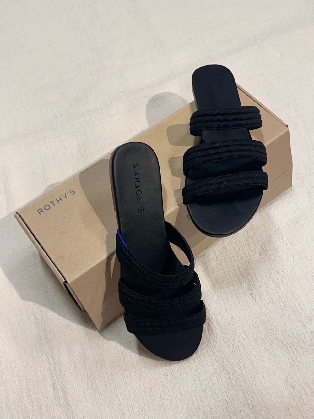 Rothy's Black Triple-Strap Slide Sandals - Size 10 - Unworn
